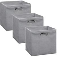 Opbergmand / kastmand - Set van 3x stuks - grijs - linnen - 29 liter - 31 x 31 x 31 cm - Opbergbox -