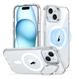 iPhone 15 Classic Hybrid Case with Stash Stand (HaloLock) Clear