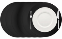 Cookinglife Placemats - Vegan leer - Zwart - ø 38 cm - 6 stuks