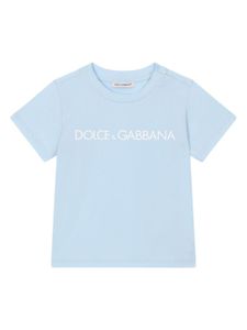 Dolce & Gabbana Kids t-shirt en jersey à logo imprimé - Bleu