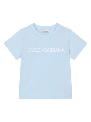 Dolce & Gabbana Kids t-shirt en jersey à logo imprimé - Bleu