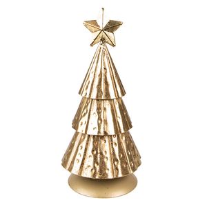 HAES DECO - Decoratieve Kerstboom Ø 8x20 cm - Goudkleurig - Kerstversiering, Kerstdecoratie