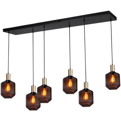 Masterlight 6-lichts hanglamp - goud -Porto met Jagger red glazen - 2711-05-02-130-25-69