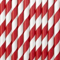 Gestreepte drinkrietjes van papier - rood/wit - 10x stuks - verjaardag drinkrietjes - 19 cm Gestreepte drinkrietjes van papier - rood/wit - 10x stuks - verjaardag drinkrietjes - 19 cm