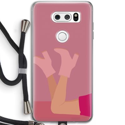 Pink boots: LG V30 Transparant Hoesje met koord