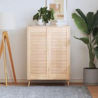 VidaXL Kastdeuren met lamellen 2 st 99,3x39,4 cm massief grenenhout