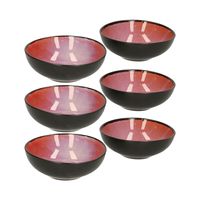 Tapas schaaltjes - 6x - zwart/roze - aardewerk - 12 x 4 cm