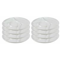 8x Witte fondue/gourmet/bbq borden 22,7 cm 6 vakken