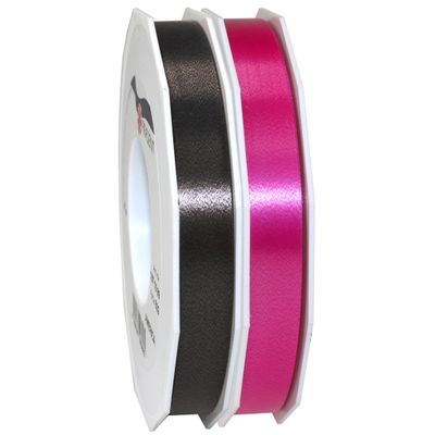 Hobby/deco luxe cadeau sierlinten zwart en fuchsia roze 1.5 cm x 91 meter Hobby/deco luxe cadeau sierlinten zwart en fuchsia roze 1.5 cm x 91 meter
