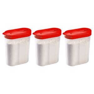 Voedselcontainer strooibus - 3x - rood - inhoud 1 liter - kunststof - 15 x 7 x 19 cm