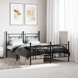 Bedframe met hoofd- en voeteneinde metaal zwart 135x190 cm