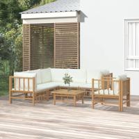 7-delige Loungeset met kussens bamboe crèmewit
