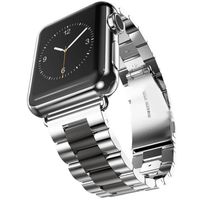 Bandje geschikt voor Apple Watch 42/44MM - Maat One Size - Metalen band - Polsband - Vlindersluiting - Metaal - Zilver/Zwart