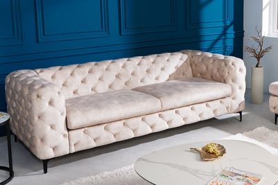 Chesterfield 3-zitsbank MODERN BAROK 235cm champagne fluweel 3-zits - 42641