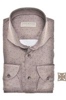 John Miller Slim Fit Overhemd bruin, Motief - thumbnail