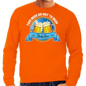 Bellatio Decorations Apres ski sweater heren - two beer or not to beer - oranje - wintersport - bier 2XL  -