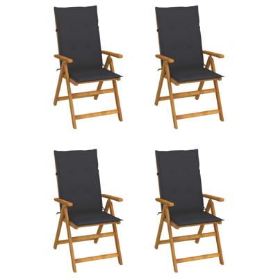 Tuinstoelen 4 st verstelbaar met kussens massief acaciahout