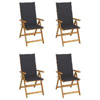 Tuinstoelen 4 st verstelbaar met kussens massief acaciahout