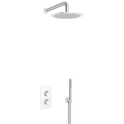 Fortifura Calvi Inbouw Regendoucheset - thermostatisch - wandarm - 25cm hoofddouche - staaf handdouche - metalen doucheslang - chroom SW496810/SW542643/SW767373/SW720552/SW720559/SW721