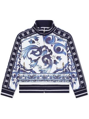 Dolce & Gabbana Kids sweat à imprimé Majolica - Bleu