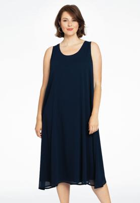 Yoek Mouwloze jurk | Blauw | Maat 58/60