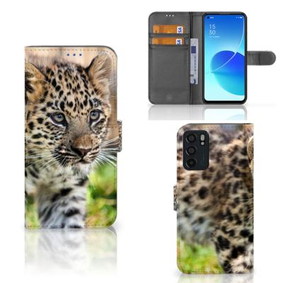 OPPO Reno6 5G | Telefoonhoesje | Met pasjeshouder | Baby Luipaard