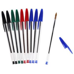 BIC Cristal Original Zwart, Blauw, Groen, Rood Intrekbare balpen met klembevestiging Medium 10 stuk(s)