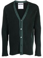 Moschino logo-patch striped cotton cardigan - Noir - thumbnail