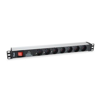 Equip 333309 7-outlet german power distribution unit w/ surge protection+switch, type f, 1.5 mm²