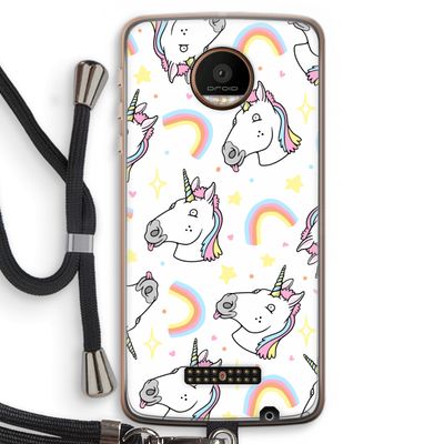 Rainbow Unicorn: Motorola Moto Z Force Transparant Hoesje met koord