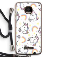 Rainbow Unicorn: Motorola Moto Z Force Transparant Hoesje met koord