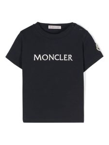 Moncler Enfant t-shirt en coton mélangé à logo brodé - Bleu