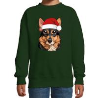 Kersttrui / sweater honden - kinderen - Duitse Herdershond - groen - kerstmuts - Kerstmis
