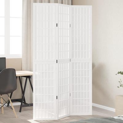 Kamerscherm met 3 panelen massief paulowniahout wit