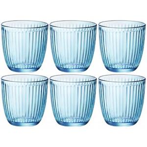 Bormioli Rocco Drinkglazen - 6x - blauw - tumbler glas - 290 ml