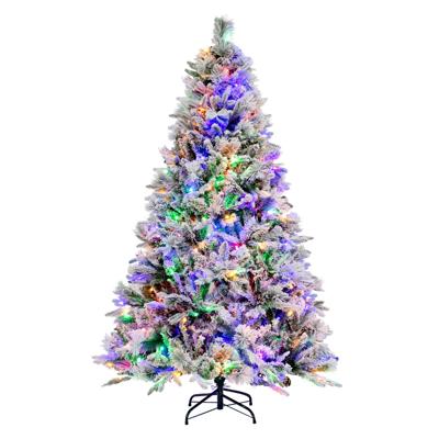 180 cm Sneeuwvlokkige Led-Kerstboom met PE- en PVC-Naalden Dennenboom met Metalen Standaard Eenvoudige Montage