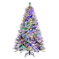 180 cm Sneeuwvlokkige Led-Kerstboom met PE- en PVC-Naalden Dennenboom met Metalen Standaard Eenvoudige Montage