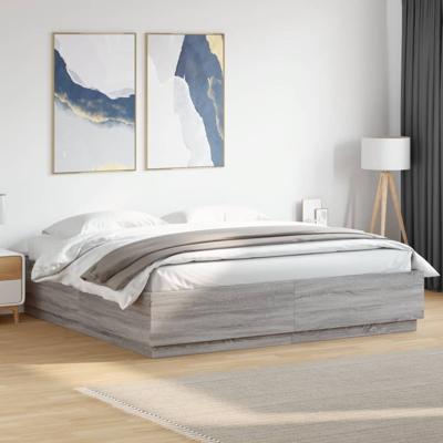 Bedframe met LED-verlichting grijs sonoma eiken 200x200 cm
