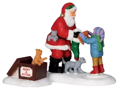 Lemax santa and kittens s/2 kerstdorp figuur type 3 2012