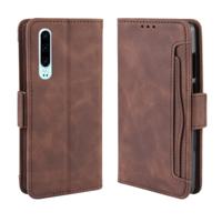 Portemonnee stijl huid voelen kalf patroon lederen draagtas voor Huawei P30 met aparte kaartsleuf (bruin)