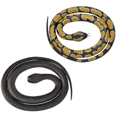 Setje van 2x rubberen nep - namaak slangen - van 117 cm - zwarte mamba - en konings python