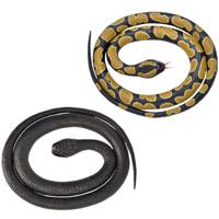 Setje van 2x rubberen nep - namaak slangen - van 117 cm - zwarte mamba - en konings python