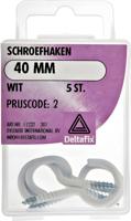 Schroefhaak 40mm wit 5st - Deltafix