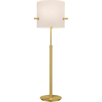 LED Vloerlamp - Vloerverlichting - Trion Coleno - E27 Fitting - Rond - Mat Goud - Aluminium