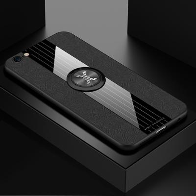 Voor iPhone 6 plus/6s plus XINLI stiksels doek Textue schokbestendig TPU beschermhoes met ring houder (zwart)