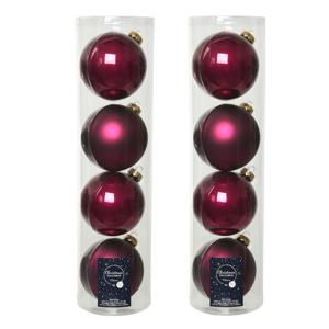 Decoris kerstballen - 8x st - framboos roze - D10 cm - glas - kerstversiering