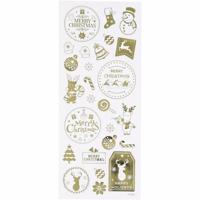 Kerst stickervel met 26 gouden kerstmis thema stickers - kerstmis - hobby stickers