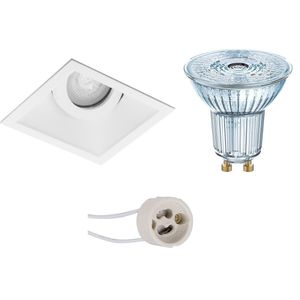 LED Spot Set - LEDVANCE Parathom PAR16 927 36D - Pragmi Zano Pro - GU10 Fitting - Dimbaar - Inbouw Vierkant - Mat Wit - 5.5W - Warm Wit 2700K - Kantelbaar - 93mm