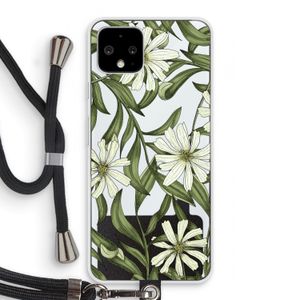 Wit bloemenpatroon: Pixel 4 Transparant Hoesje met koord