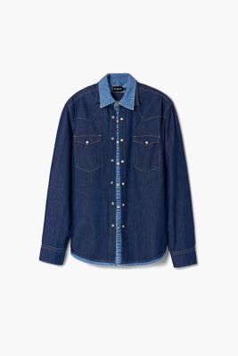 Patchwork denim overhemd - BLUE - M